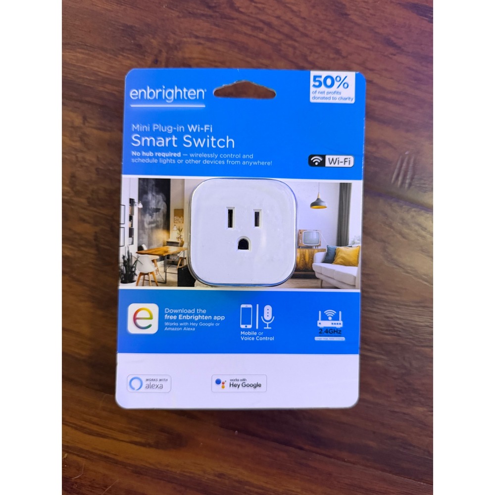 Enbrighten Mini Plug-In Wi-Fi Smart Switch Outlet Alexa Google‎ Home 2.4GHz
